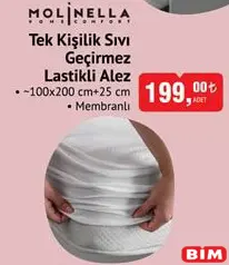 MOLİNELLA TEK KİŞİLİK SIVI GEÇİRMEZ LASTİKLİ ALEZ